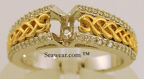 gold and diamond Celtic braid engagement base ring