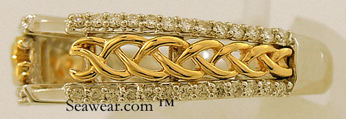 gold and diamond Celtic knot braid close up