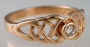 bezel set diamond in Celtic engagement ring