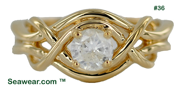 gold Celtic love knot engagement ring with 1/2 ct diamond