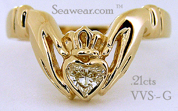 Claddagh engagement ring with VVS-D diamond