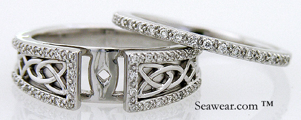 white gold Celtic knot wedding ring set