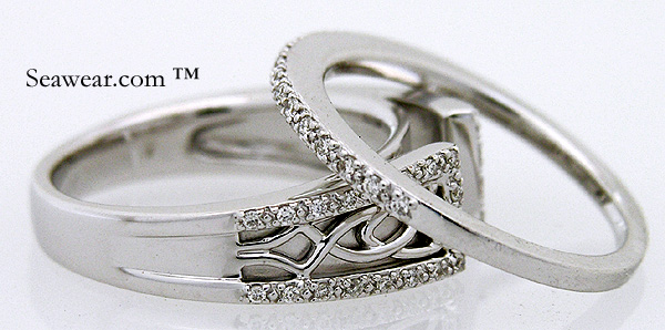 white gold diamond Celtic wedding set