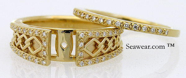 14kt diamond Celtic two piece wedding engagement set