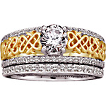 two tone gold Cletic engagement and wedding ring set