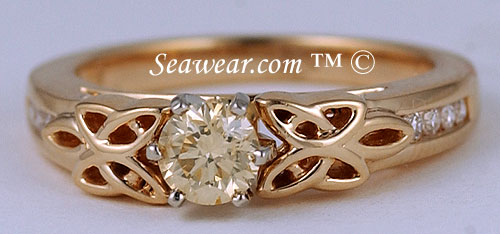 yellow gold Irish love knots engagement ring with 1/2ct yellow diamond