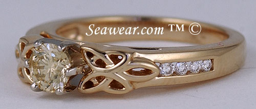 yellow gold Irish love knot engagement ring with yellow diamond