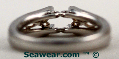 rear of engagement ring and underside of prongs