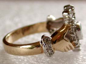 diamonds in the cuff of the Claddagh
