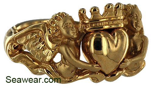 Cherub angel Claddagh ring