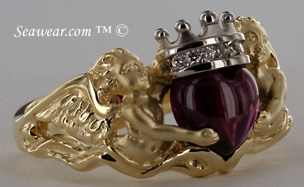 angels claddagh ring with white gold diamond crown