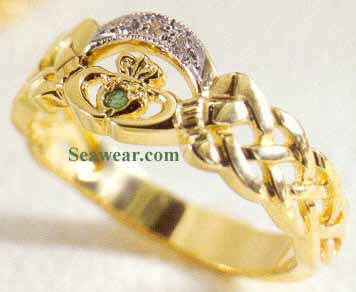 diamond emerald Claddagh ring