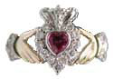 ruby and diamond Claddagh ring