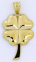 14k gold four leaf clover highly polished one inch tall
