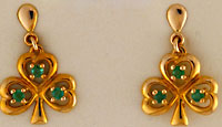 emerald shamrock post earrings