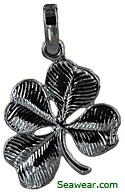 14k white gold shamrock four leaf clover jewerly necklace pendant