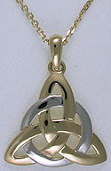 14kt two tone trinity knot with eternity symbol