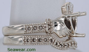 Claddagh diamond wedding ring set
