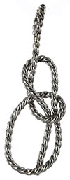 bowline knot necklace pendant in argentium silver twisted wire