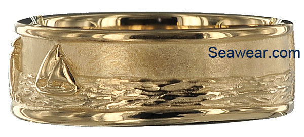 lighthouse sailboat wedding band