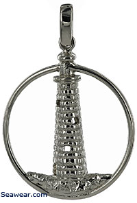 14kt white gold lighthouse jewelry pendant