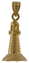 small 3D full round 14k gold lighthouse