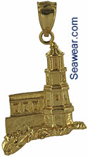 14kt gold Split Rock MN lighthouse necklace pendant