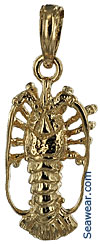 small gold Florida Keys lobster charm pendant for necklace