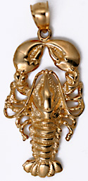 gold Maine lobster necklace jewelry charm
