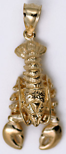 gold 14kt New England lobster jewelry necklace charm