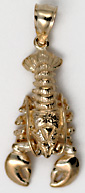 14kt Maine lobster jewelry necklace pendant with moving lobster claws