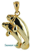gold manatee mother and calf pendant