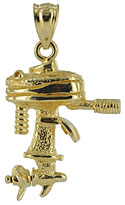 gold outboard motor charm pendant