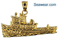 nautical gold jewelry tug boat charm pendant