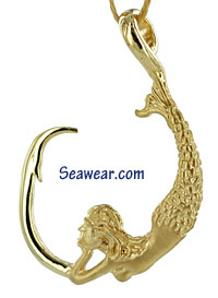 mermaid on fishing hook necklace