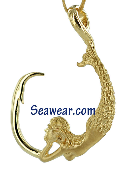 Gold Fishing Hook Pendant (1 in.) Gold M | Factory Direct Jewelry