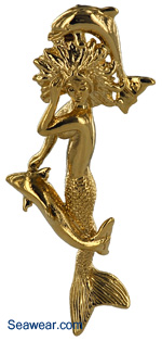 14kt mermaid and dolphins necklace jewelry pendant