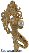 14kt gold little mermaid with white pearl necklace jewelry pendant