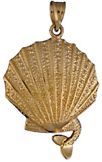 14k mermaid sitting on gold scallop shell