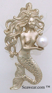 14k white gold mermaid with white pearl