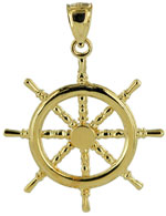 ships wheel gold pendant