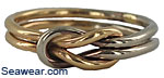 14 gauge 14kt two tone sailors love knot reef square knot ring