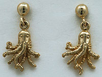 14kt post and ball drop octopus earrings