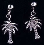 white gold diamond ball drop dangle palm tree earrings