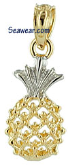 14kt two tone gold see thru pineapple charm