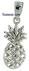 small full round see thru pineapple charm in white gold
