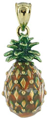 enamel painted 14kt pineapple jewelry pendant charm