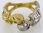 double skeleton pirate jewelry ring