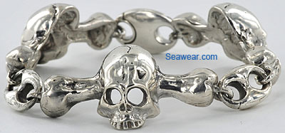 skull and crossbones pirate biker bracelet.