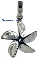 small five bladed propeller necklace penant in white gold